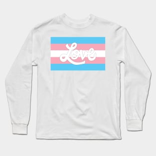 Transgender pride flag with Love text Long Sleeve T-Shirt